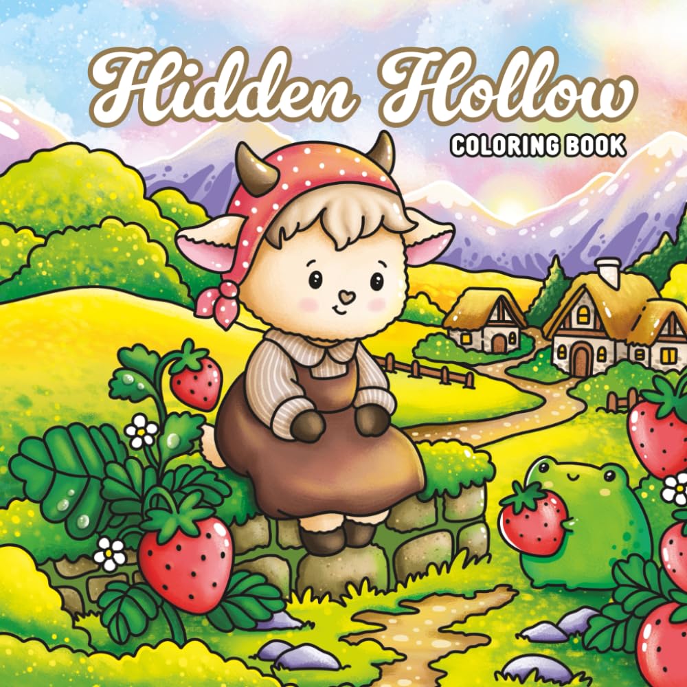 Hidden Hollow: A Whimsical Coloring Book with Cute Farm Animals and Magical Village Scenes.: 45 Unique Illustrations for All Age.