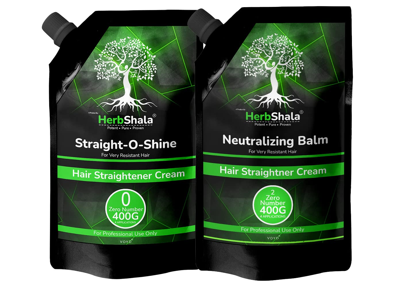 HerbShala Hair Straightening Cream 400 Ml and Neutralizer Balm 400 Ml For Professional Use