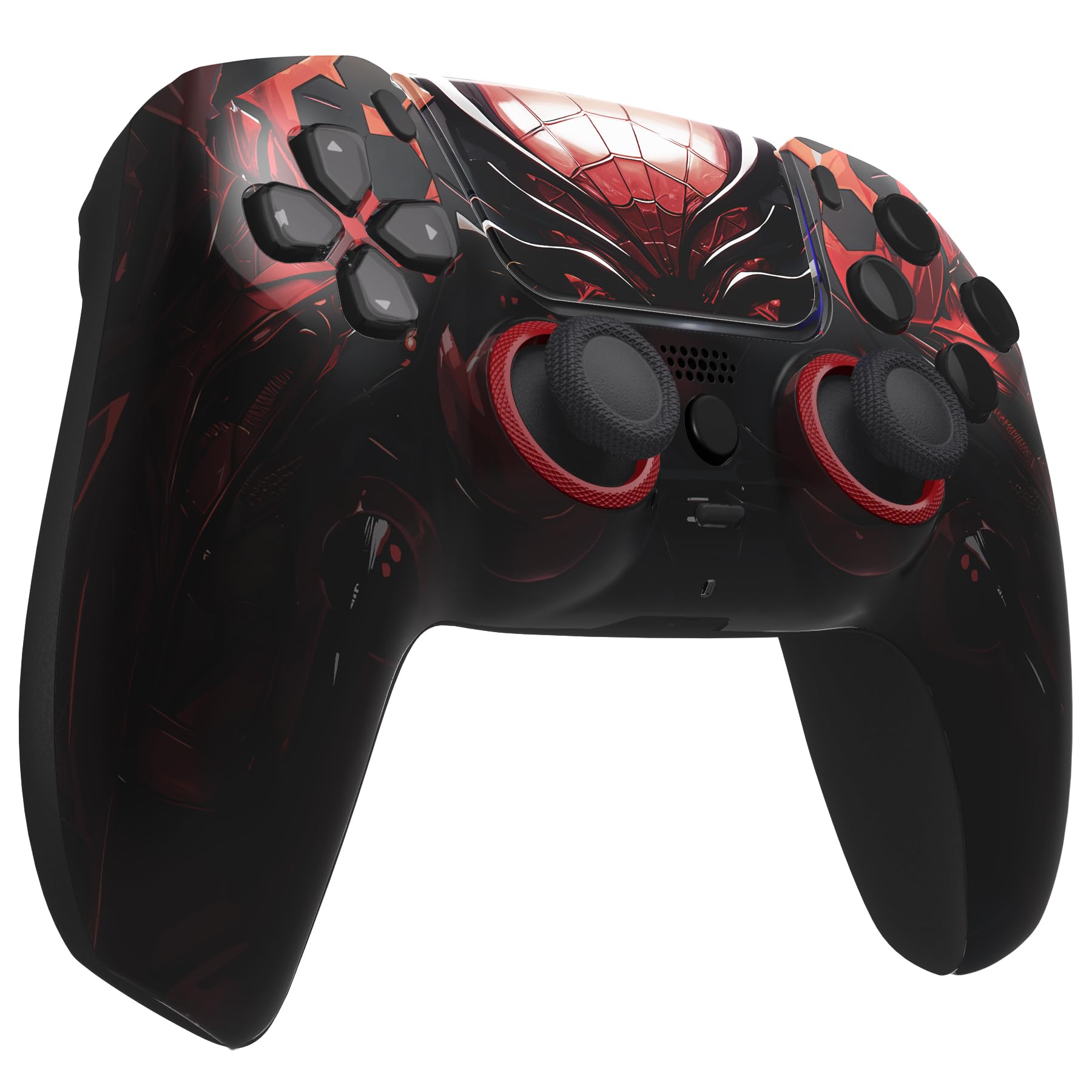 eXtremeRate Luna Cover Ricambio per ps5 Controller,Custodia Copertura Frontale Scocca Shell Ridisegnato&Touchpad&Anelli Compatibile con ps5 Joystick BDM 010/020/030/040/050-Armatura di Ragno