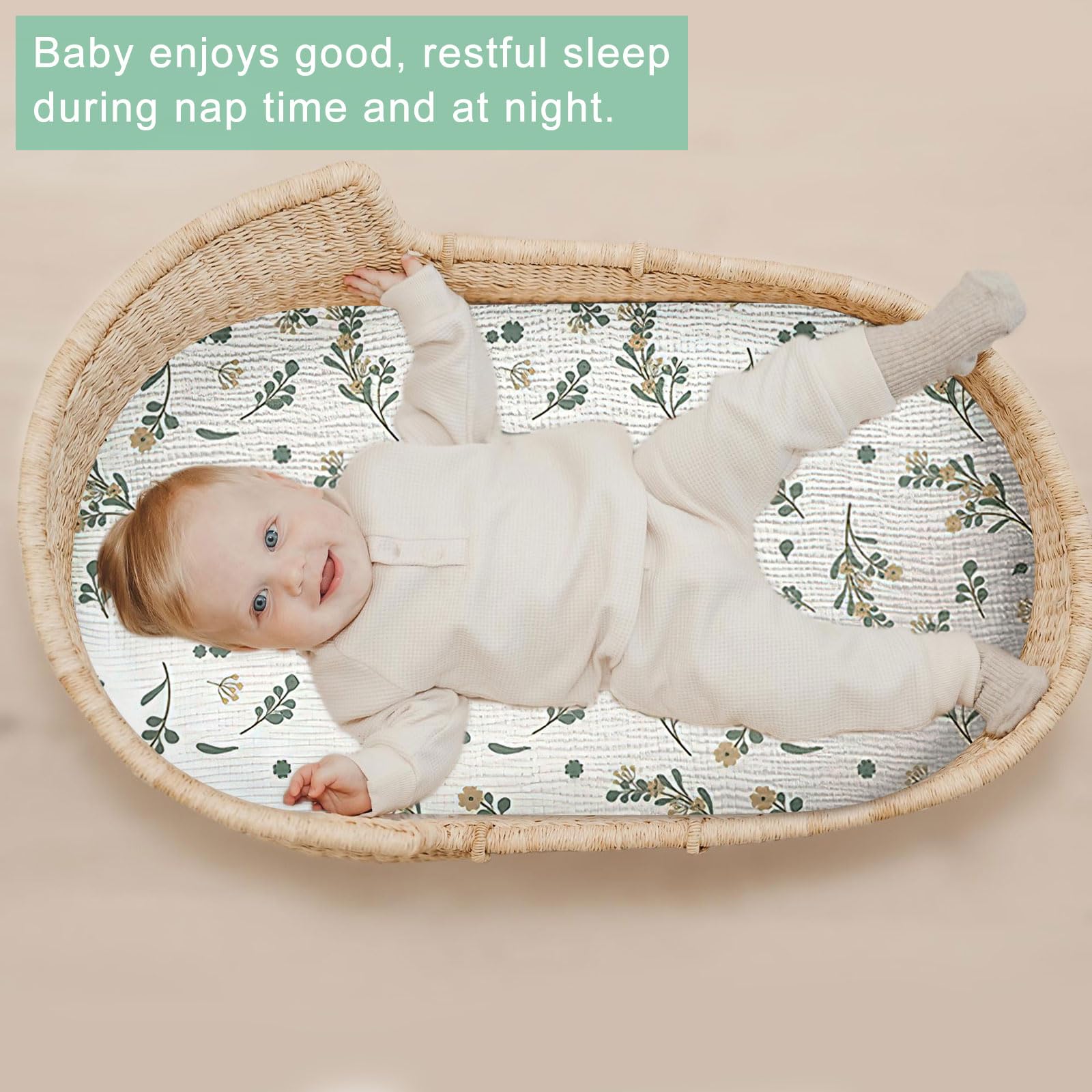 Sábana Bajera para Capazo y Cuna de Bebé 70X35cm - Funda y Cubre Colchón para Carrito