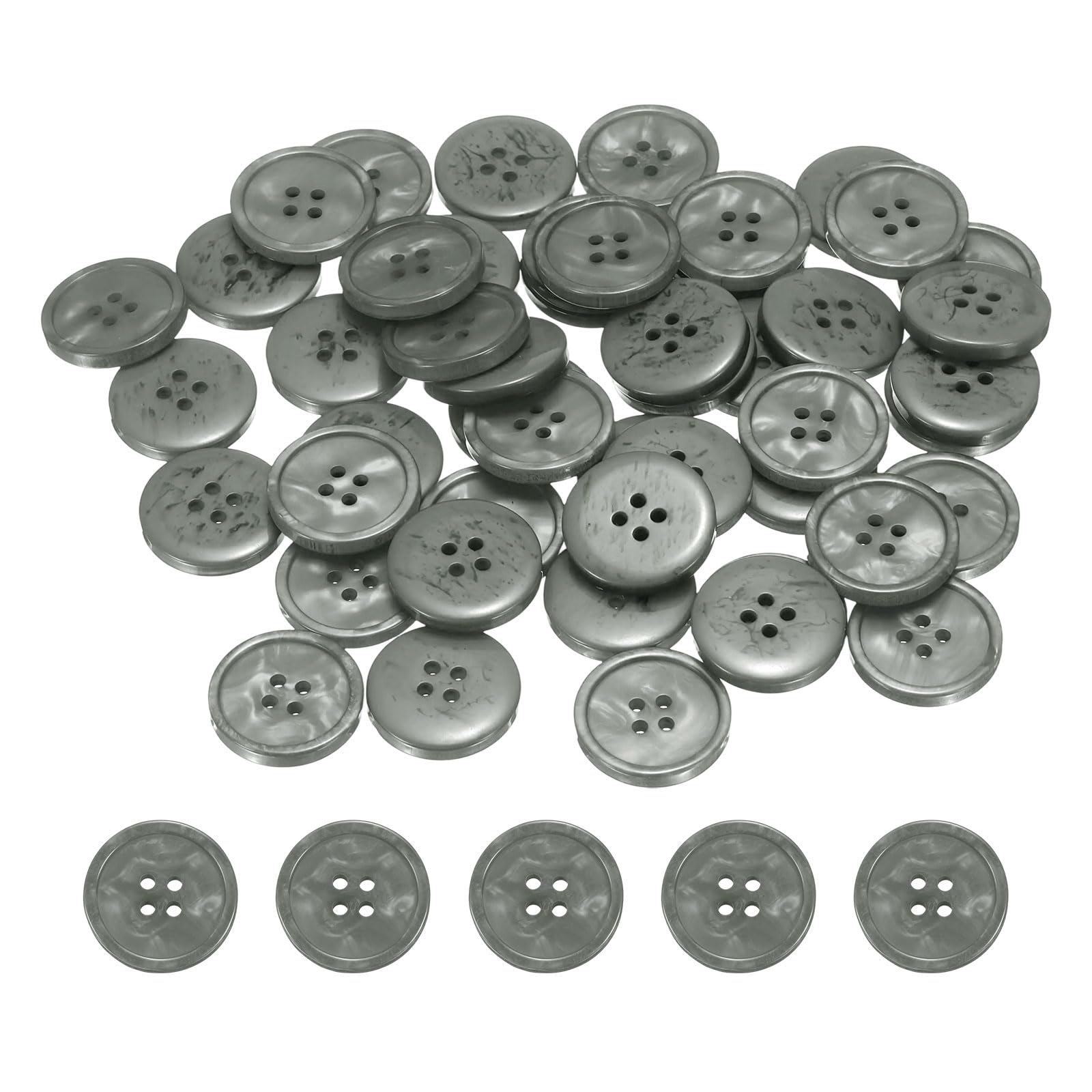sourcing map 50pcs Sewing Button 25mm (0.98") 4 Holes Resin Round Crafting Replacement Buttons for Clothing DIY Crafts Decoration, Gray