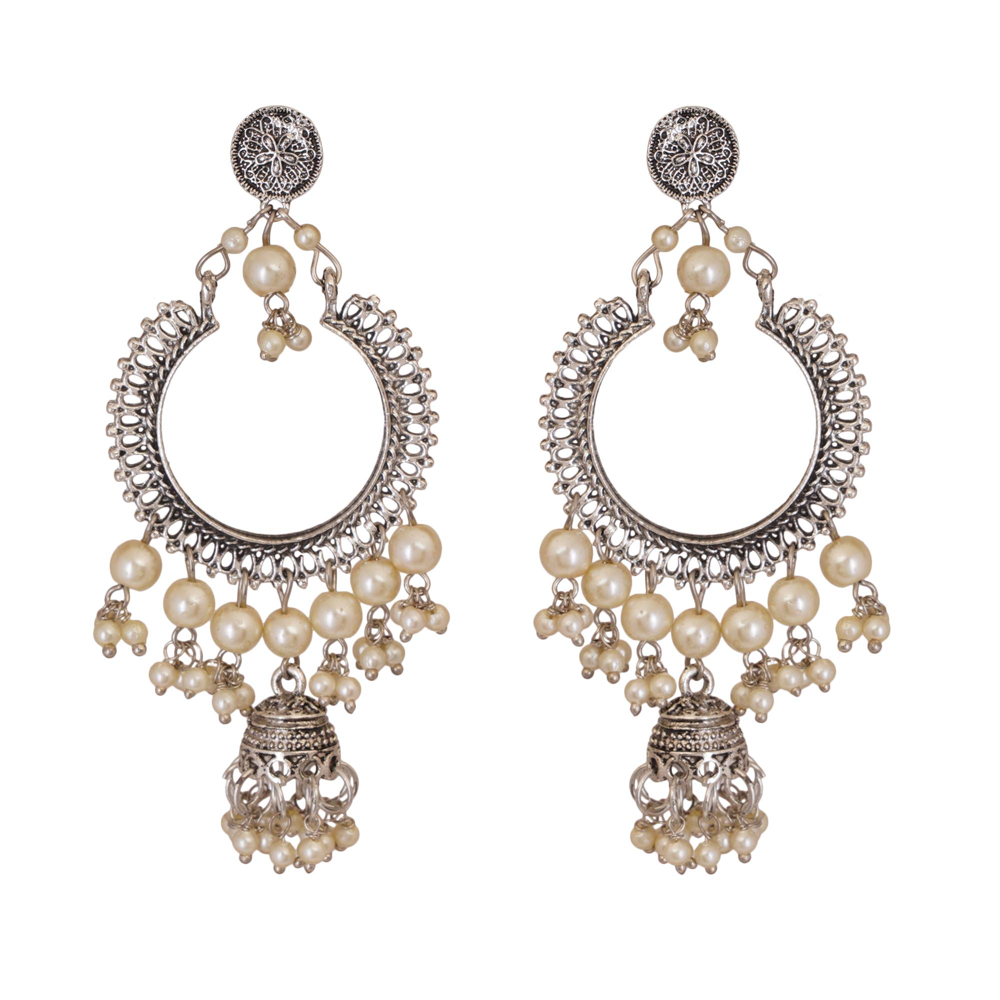 Shreyadzines Oxidized Silver Jhumkas Jhumka Jhumki Celebrity Choice Wedding Traditional Earrings Jewelry for Women