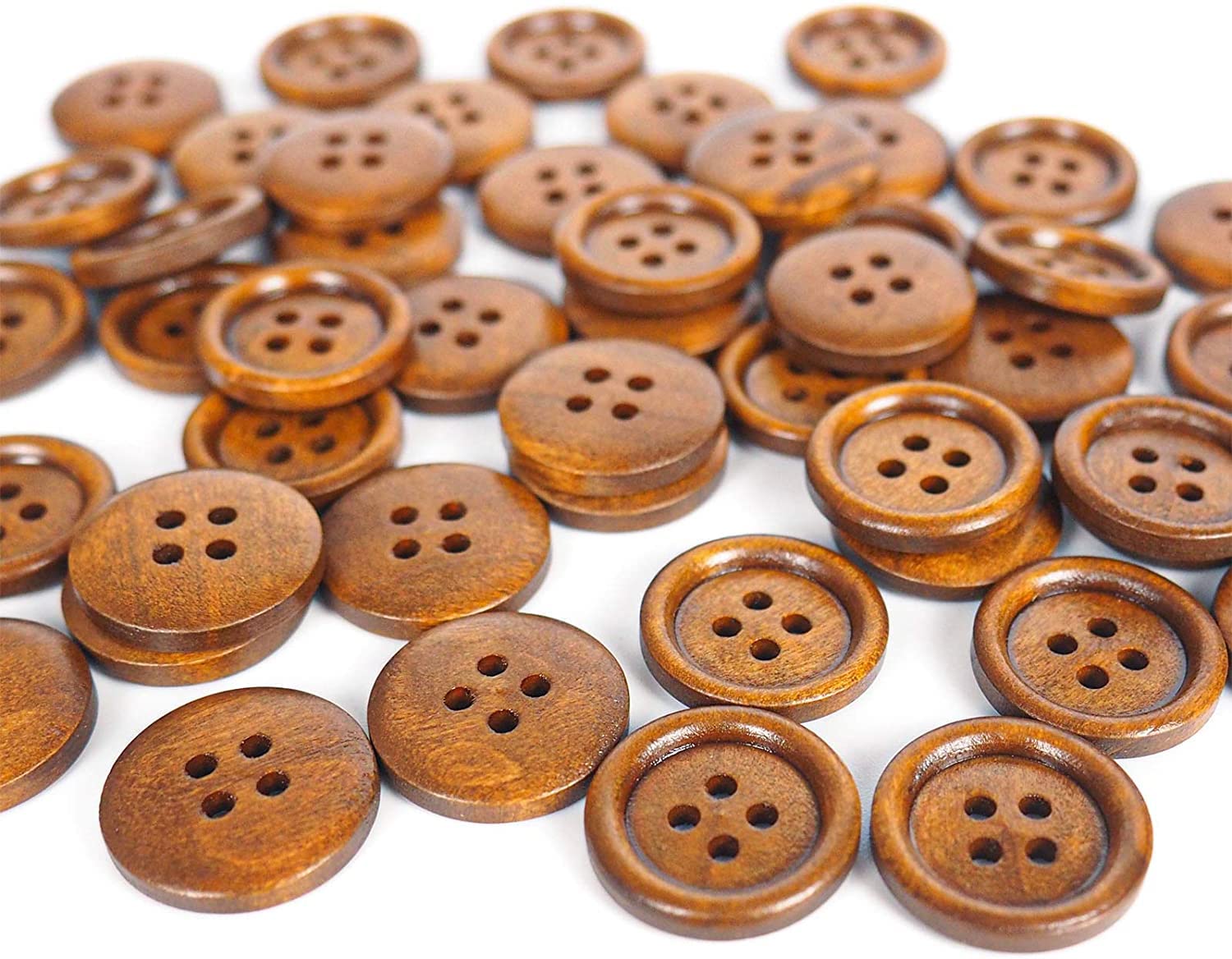 Daily Crafts Pack of Buttons Diameter 25 mm,(1 inch) 4 Holed for Sewing and Art and Craft Round Buttons with 4 Holes (Dark Brown, 50)