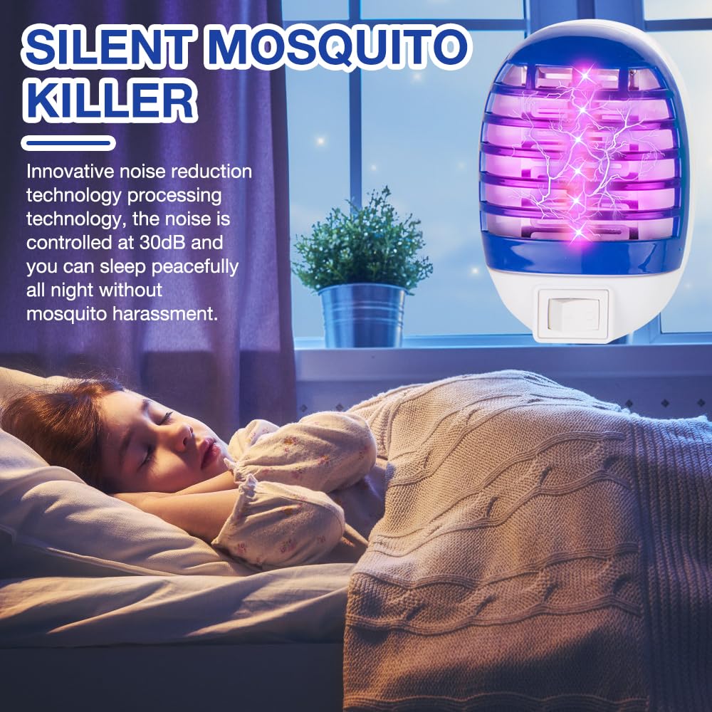 4 stuks muggenlampen, elektrische insectenverdelger, muggenbescherming, stopcontact met uv-led, geen giftige muggenstekker, muggenbescherming, vliegenval, elektrische muggenval voor keuken, slaapkamer