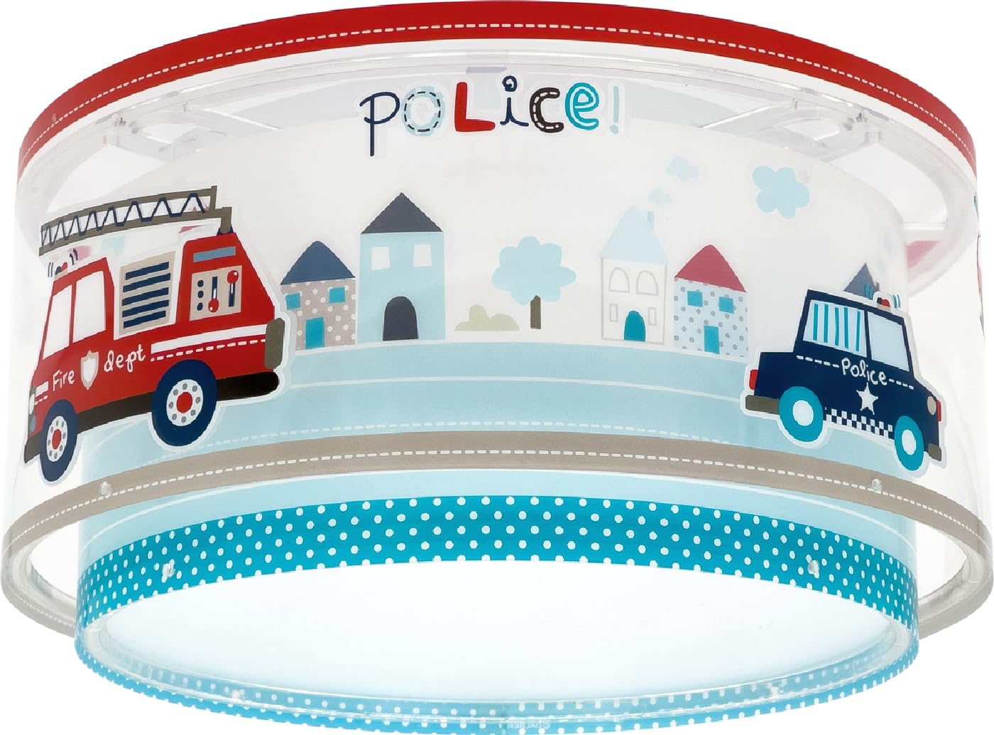 Dalber Kinder Deckenlampe Police Polizei Autos 60616M | Deckenleuchte; Kinderzimmer; Jungenzimmerlampe; E27 - 2 x 15W