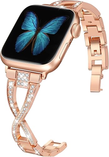 Correa de reloj compatible con Apple Watch SE, Series 6, 5, 4, 3, 2, 1 de 1.496, 1.575, 1.654 y 1.732 pulgadas, correa de repuesto de metal con Oro