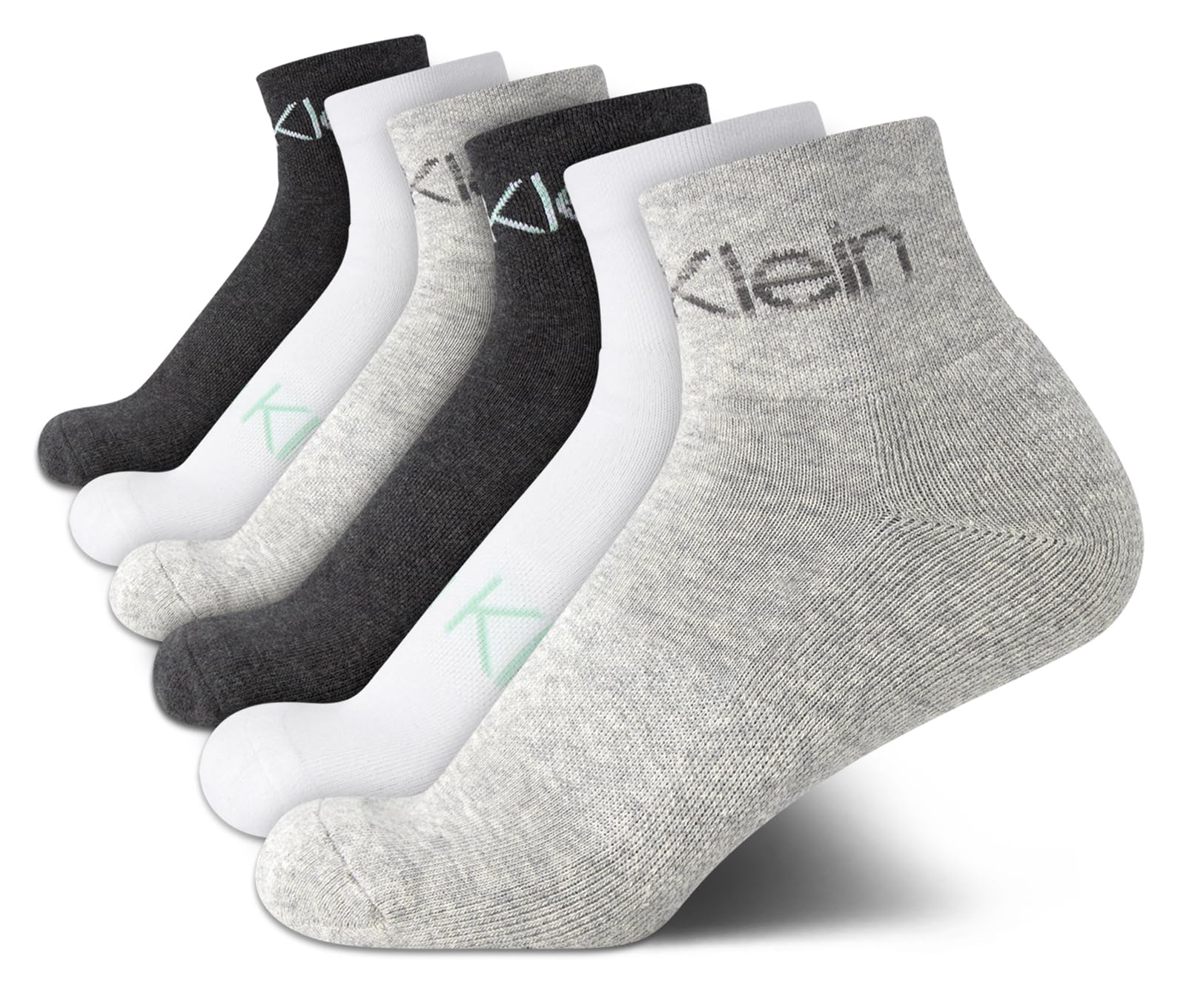 Calvin Klein Quarter Socks for Women - 6 Pack Cushioned Ankle Socks - Quarter Cut, Breathable, Lightweight, Athletic Design