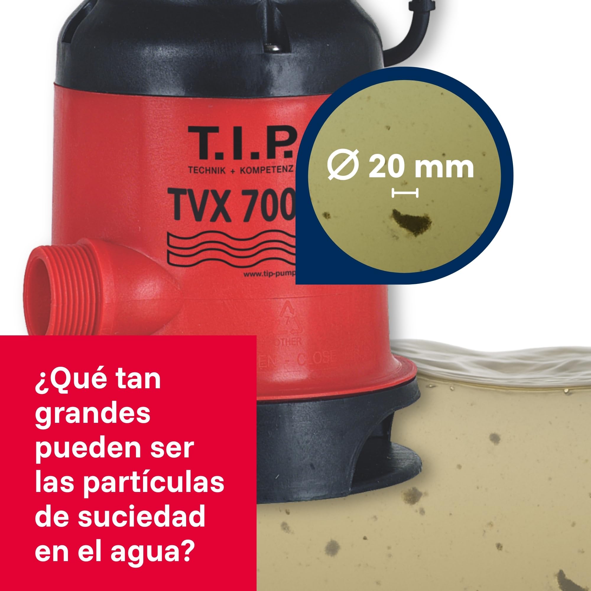 T.I.P. 30268 Bomba de inmersión para aguas residuales TVX 7000