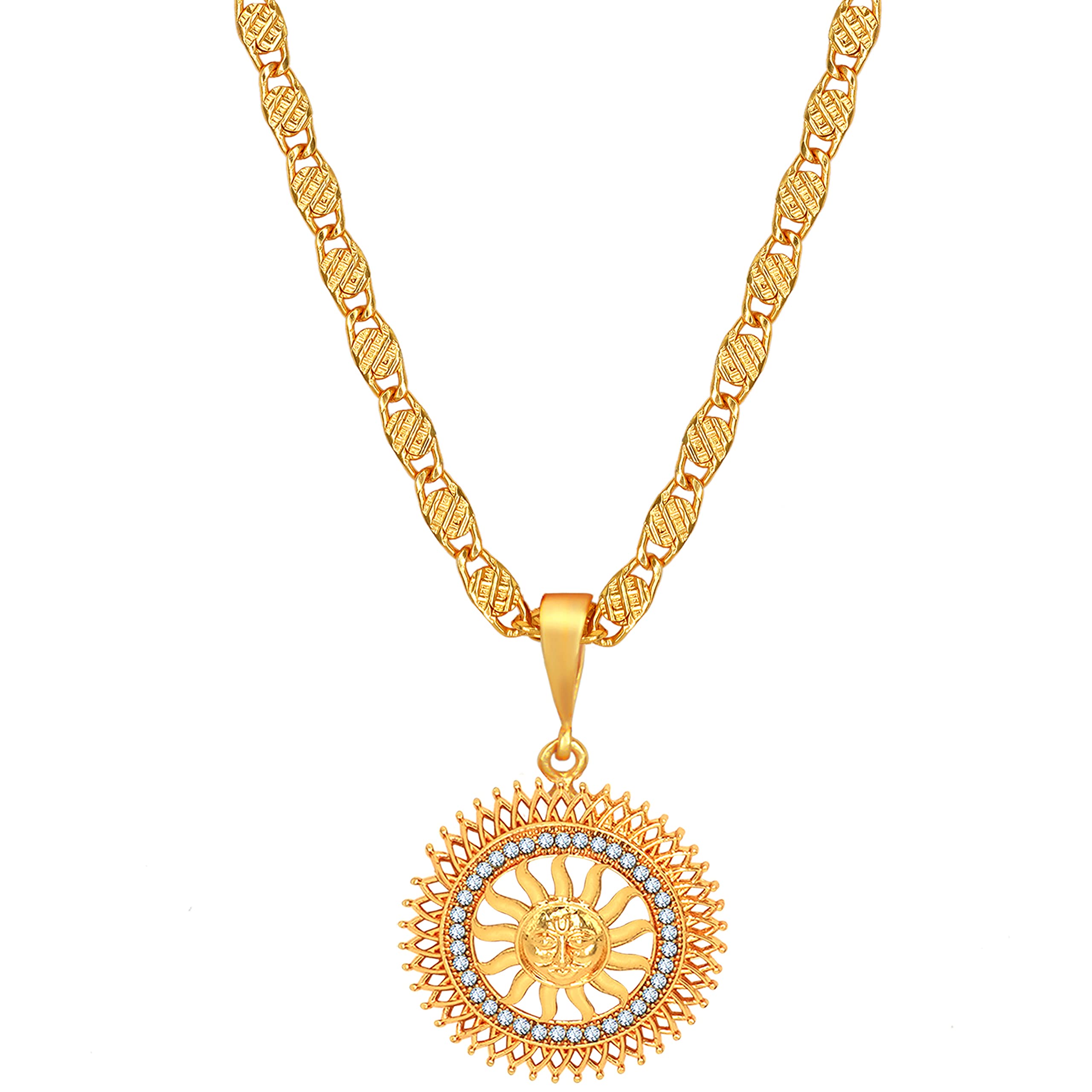 Fashion Frill Adorable Mens Jewellery Golden Chain For Men AD Sun Gold Plated Chain Locket Pendant Chians For Mens Boys Sun Design AD Gold Plated Chain Locket Pendant (B098LGQNVR) Amazon Price History, Amazon Price Tracker