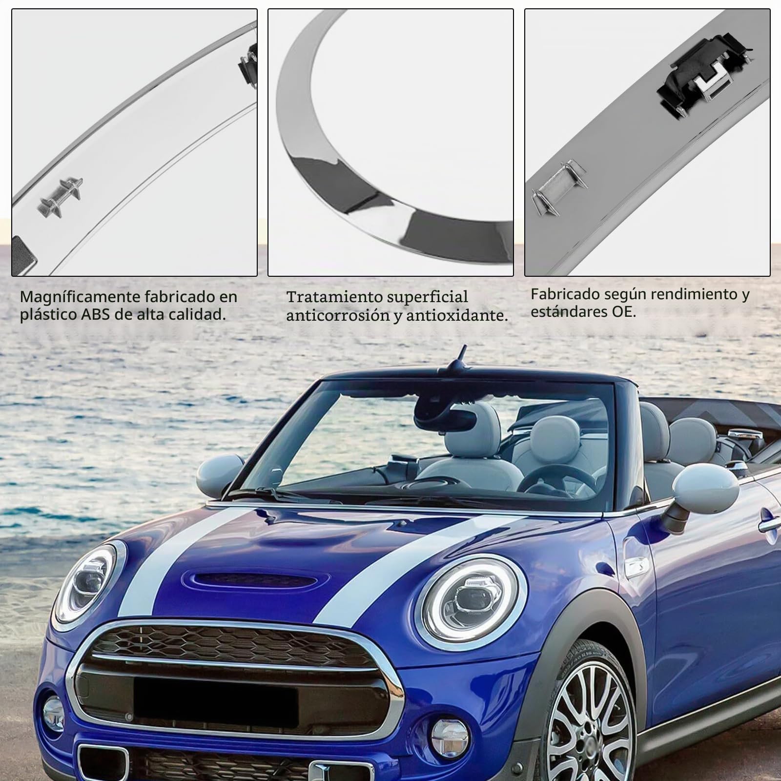 Anillo decorativo para faros delanteros para coche, compatible con Mini Cooper F55 F56 F57 2014 – 2021, repuesto de anillo embellecedor de faros cromados, OEM 51137300631 51137300632 51712355791