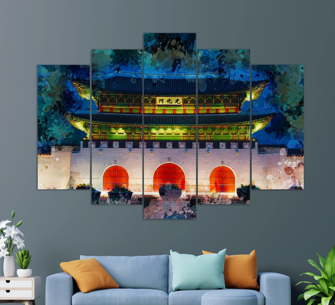 Gwanghwamun Canvas Print, Gyeongbokgung Palace Painting, South Korea Wall Art, Jongno-gu, Seoul, South Korea Print
