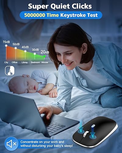 Miniatura 4 de PINKCAT - Ratón inalámbrico con 3 niveles de DPI sin ruido y silencio clic ratón óptico móvil portátil para portátil PC ordenador portátil MacBook -