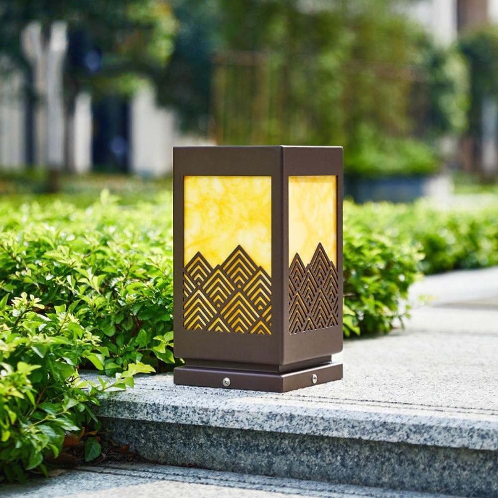 Iluminación for vallas de terraza y exteriores, luces de poste cuadrado, lámpara de columna impermeable IP55 for patio y camino.