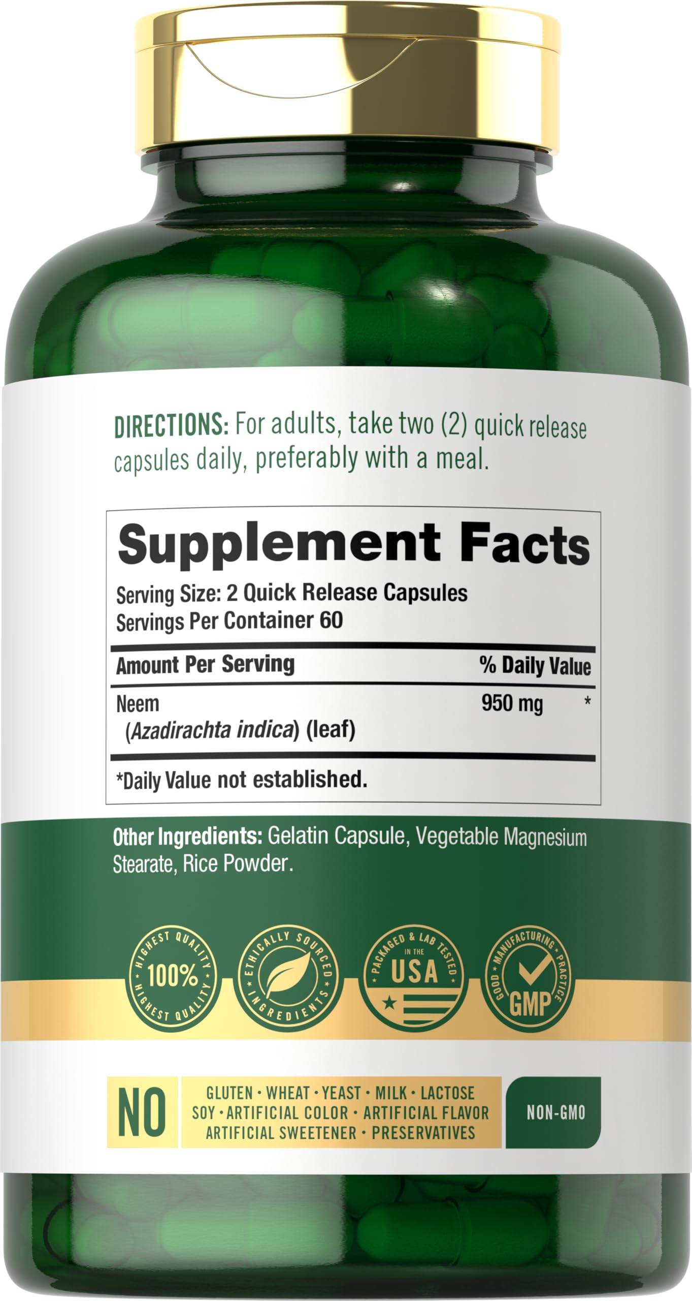 Carlyle Neem Leaf | 950mg | 120 Powder Capsules — Amazon image 2