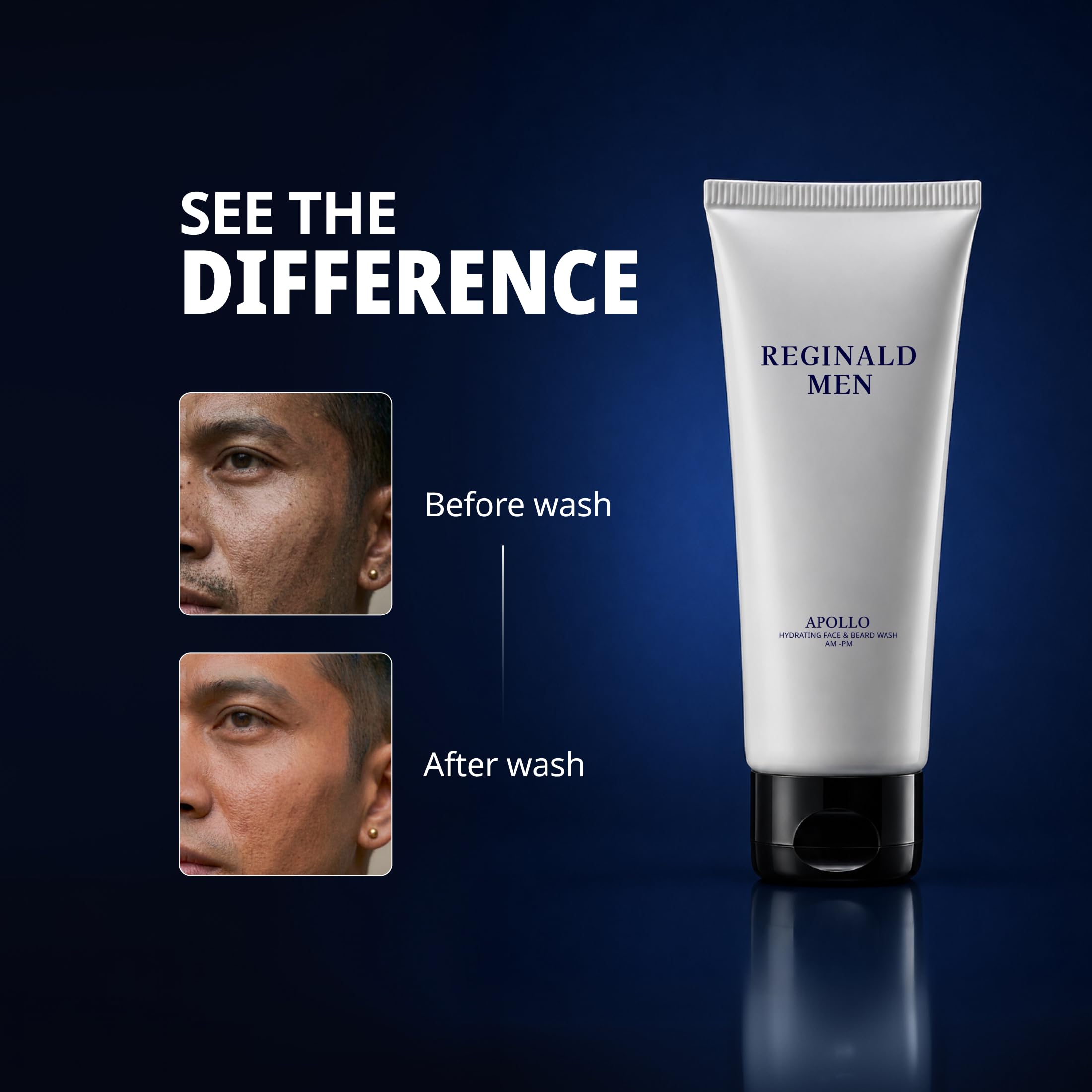 Reginald Men Apollo - Hydrating Face & Beard Wash | Deep Clean, Acne & Tan Control with 8 Actives Face Wash|(pack of 2)|(100g X 2) 3