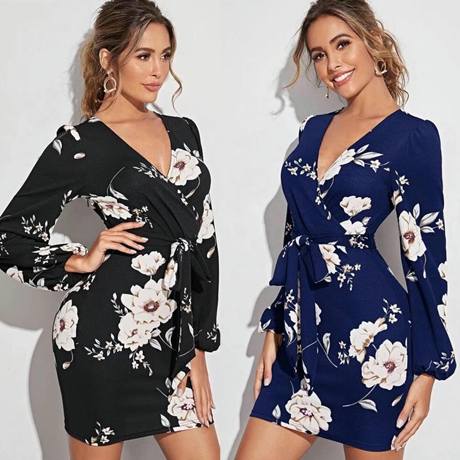 Abiti da Donna Abito con Pizzo con Scollo A V Estivo-Blu-l