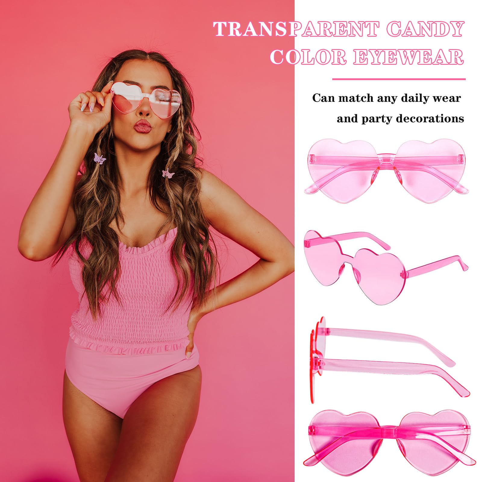 Matcheck 16 randlose Sonnenbrillen für Damen, Retro-Stil, Partybrillen, Bonbons, Bachlor, Fotoshooting, Kostüm-Zubehör