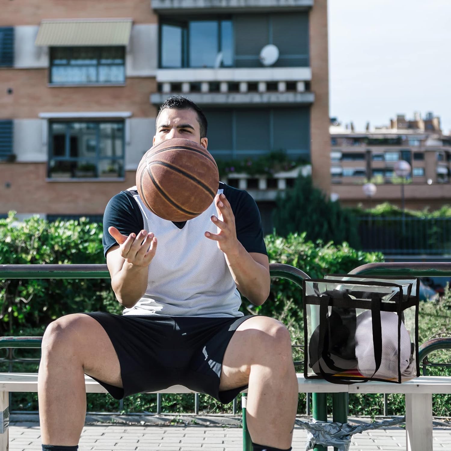 Hillban Clear Tote Bag Stadium 12 x 12 x 6 Inches Transparent Tote Bag with Zipper See Through Handbag for Stadium Travel Gym - Image 2