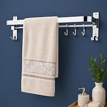 Arena 24 Inch Foldable Towel Hanger for Bathroom, Stainless Steel Wall Mounted Towel Bar, Space Saving Towel Holder for Bathroom Organizer Rail, Modern Bathroom Accessories Set (Pack of 1)