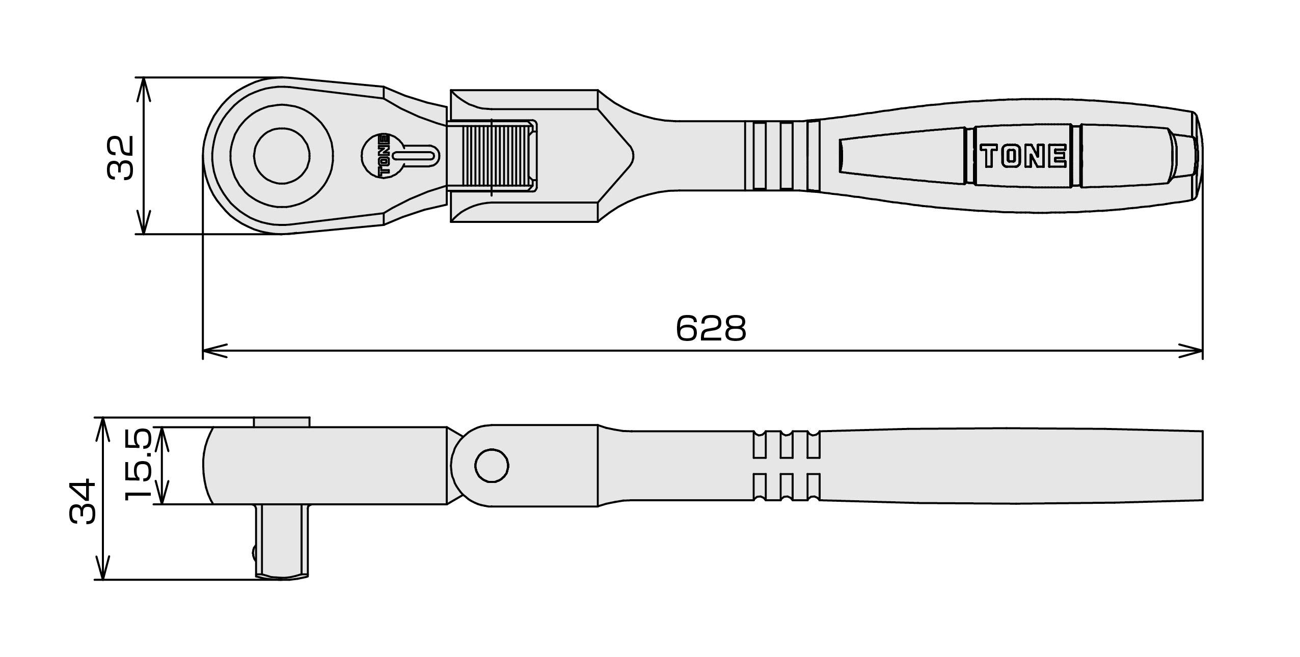TONE Flex Head Ratchet Handle - Extra Long -5 TONE Flex Head Ratchet Handle - Extra Long -5