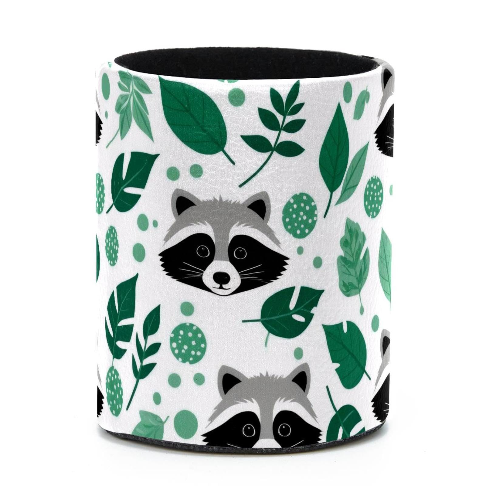 VAPOKF Round Pencil Holders for Desk, Raccoon Pen Holders Pen Pot Makeup Brushes Storage Desktop Stationery Supplies Organiser for Home Office