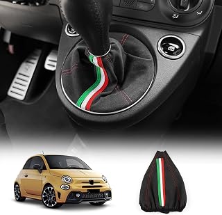 シフトブーツ マニュアル車用 ダストカバー フィアット500(2011-2023年)アバス595 695(2016-2023年)専用 純正交換タイプ スエード調 インテリアドレスアップ Fiat 500 Abas 595 695 MT車 アクセサリー 簡単交換 取付動画あり 車内カスタム シフトブーツカバー (ブラック - カラーライン)