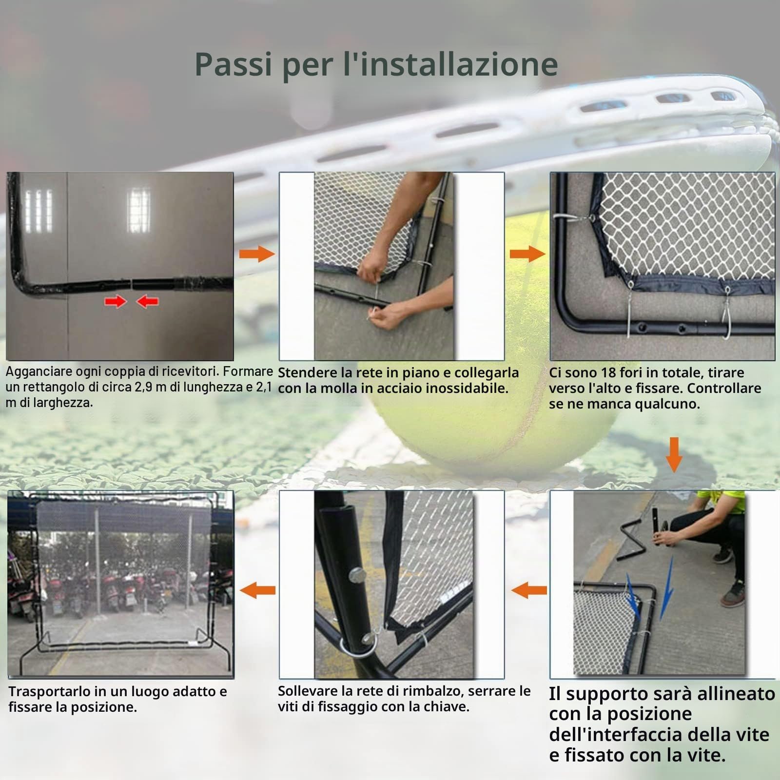 Rete Da Tennis 9,5 X 7 Piedi - Muro Da Allenamento Per Rimbalzo Con Tabellone Per Racchetta, Palla Sportiva, Pickleball e Allenamento All'aperto