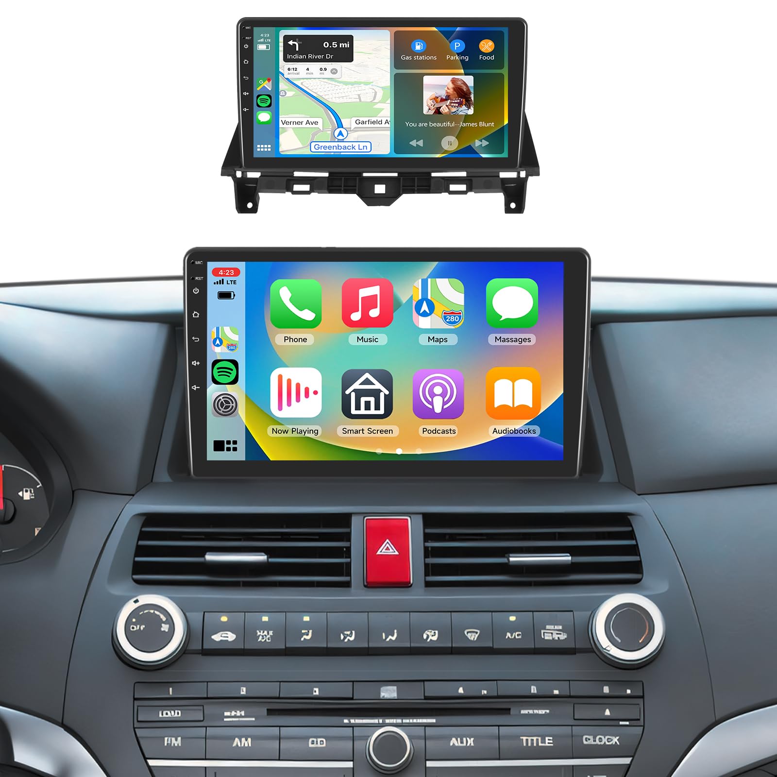 8Core 4G 64G 5GhzWiFi Radio for Honda Accord 8th 2008-2013,Android 13 Car Stereo with 10.1inch 1280X720P QLED Touch Screen Wireless Carplay Android