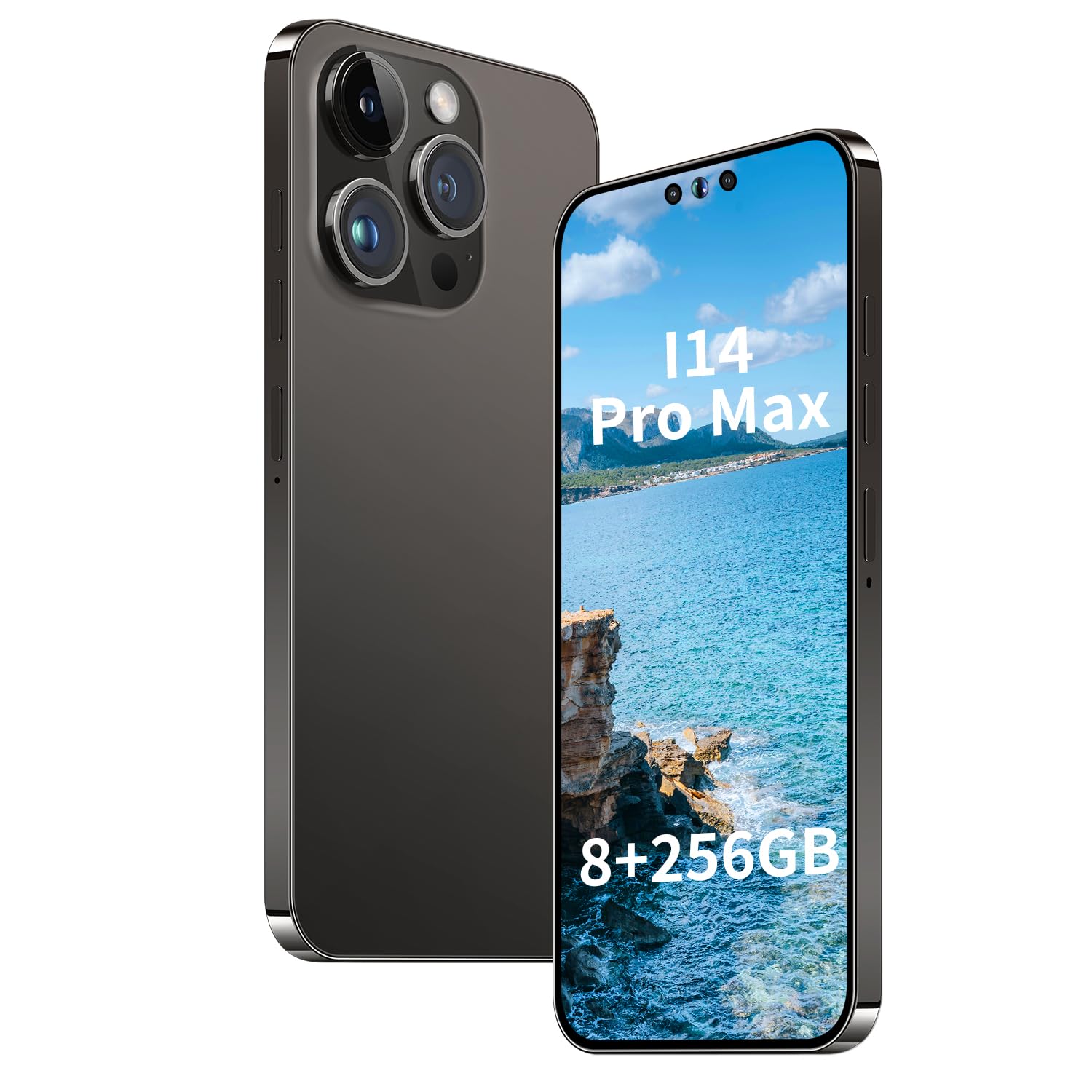Unlocked Phone A14 PROMAX Smartphone 8GB+256GB Cell Phone 24MP+50MP Camera Pixels 6800mAh Battery for Extended Standby 6.7 inch HD Screen Mobile Phone 5G Dual SIM (Black)