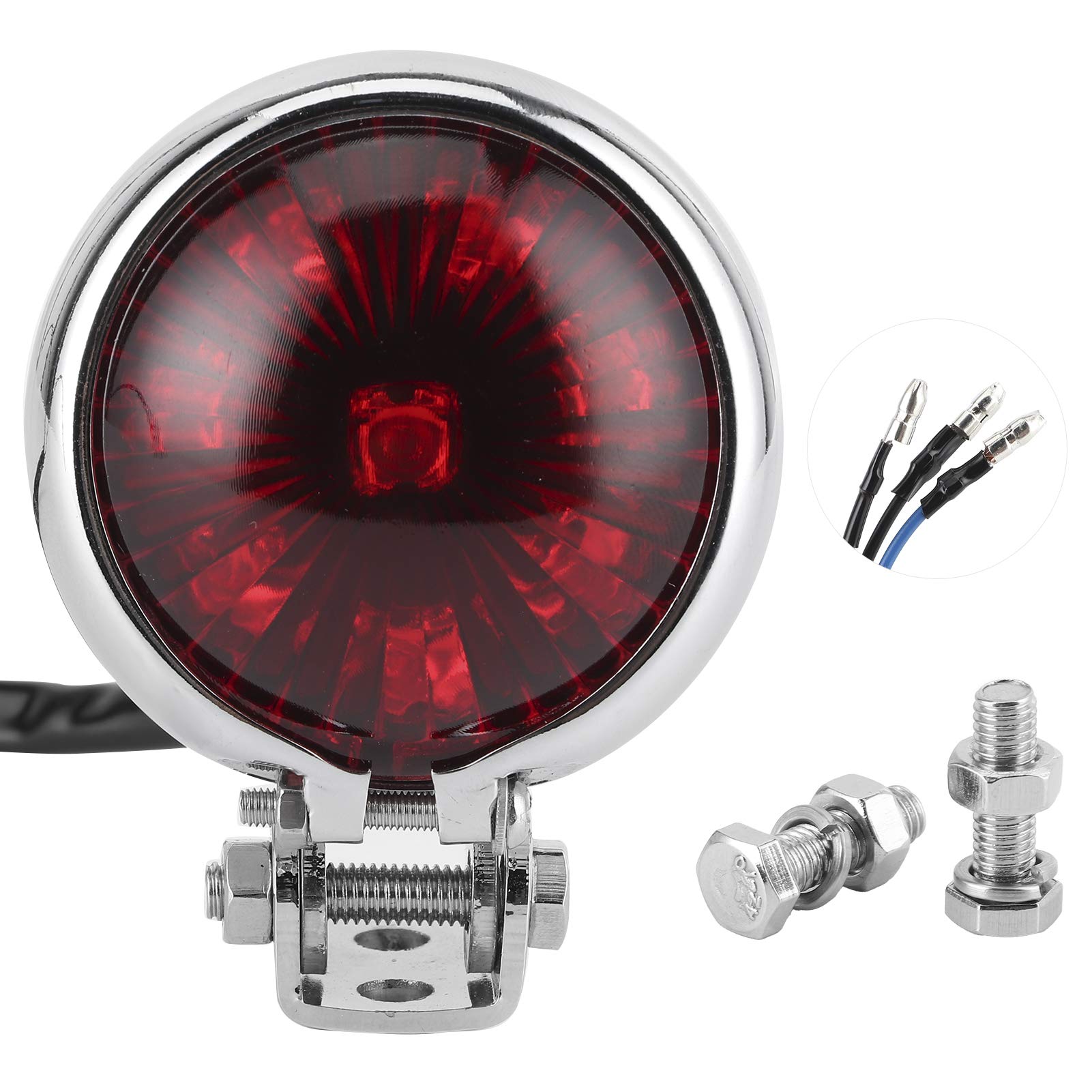Fanale posteriore per fanale posteriore a LED universale da 12 V per moto con asta di fissaggio a vite(Red-Conchiglia d'argento)