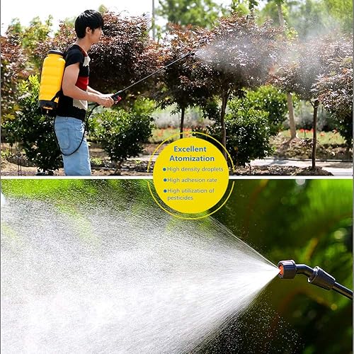 Miniatura 5 de Pulverizadores de 5 galones en césped y jardín con boquillas ajustables mochila manual pulverizador de bomba de mano, color amarillo