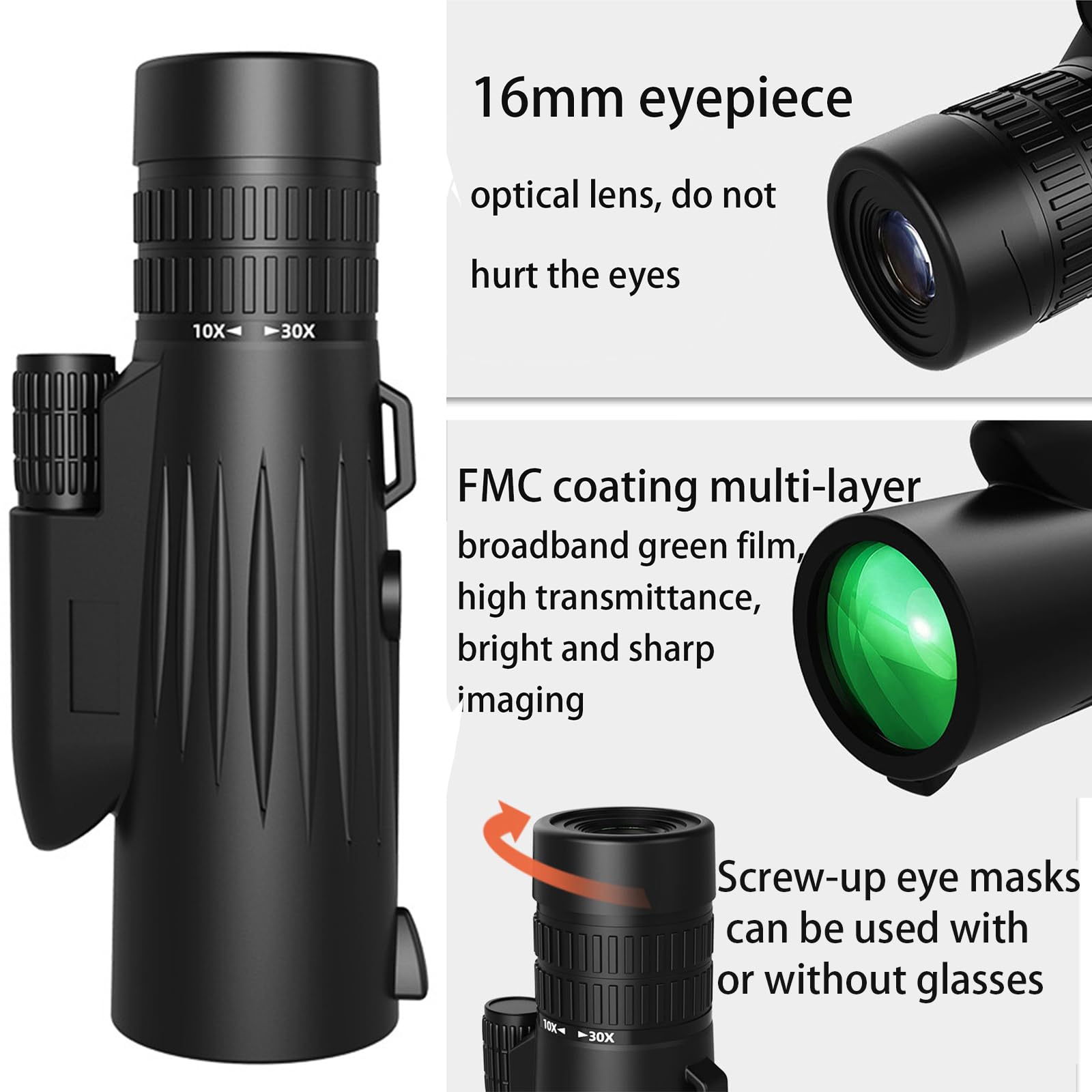 teleskop, Monokular Zoom 10-30x42, z pryzmatem BAK4 i obiektywem FMC rzeczywistym powiększeniem 10-30X 42mm