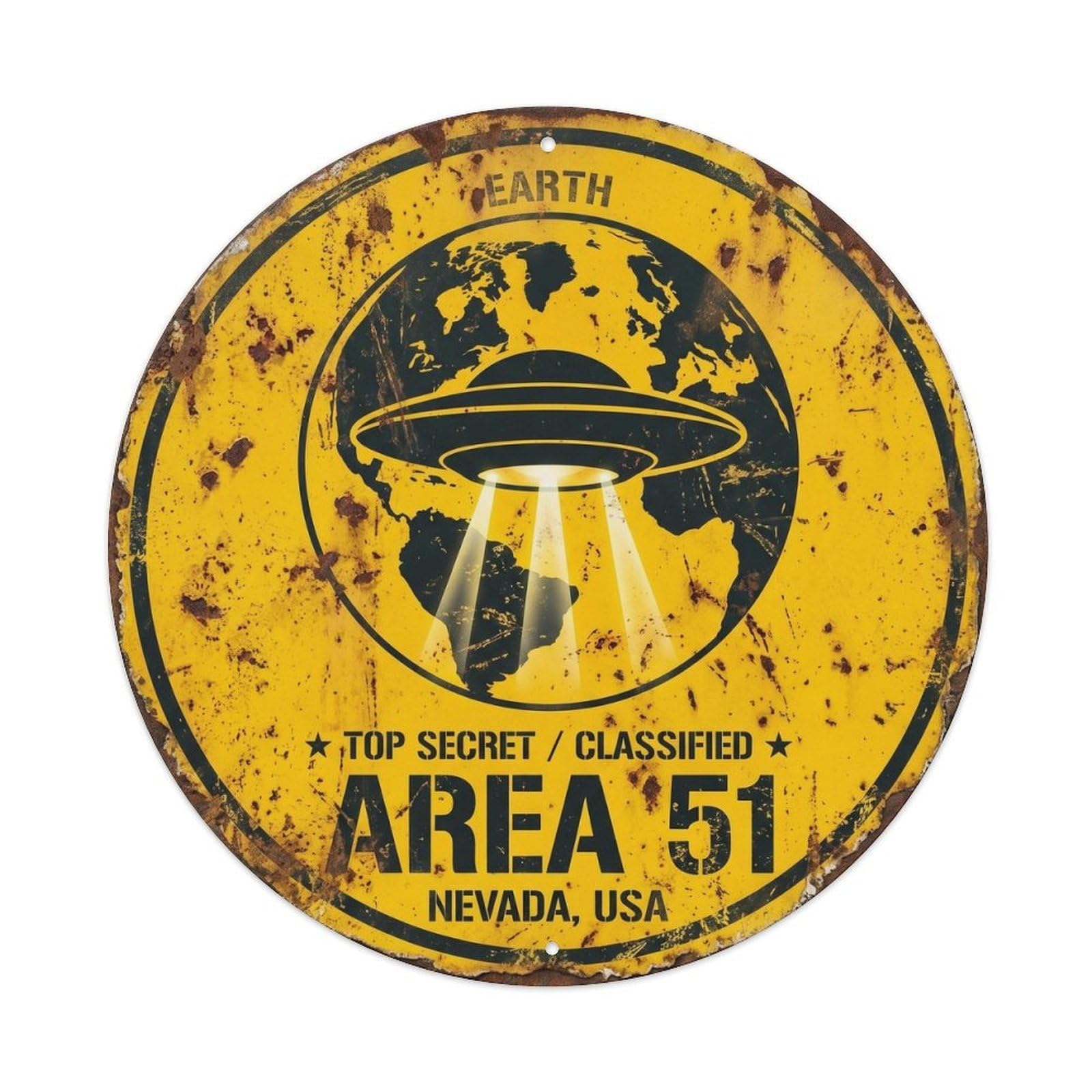 Flying Saucer Area 51 Classified Earth Saucer Document Metal Tin Sign
