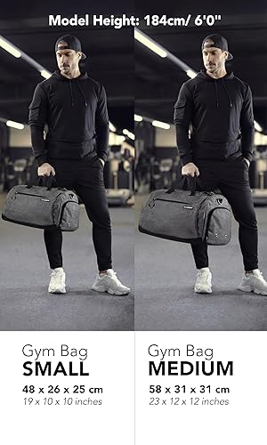 Miniatura 3 de Fitgriff Bolsa de gimnasio para hombres y mujeres con compartimento para zapatos y artículos húmedos, bolsa de lona para viajes, deportes, fitness y