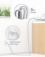 Vista 9 de Regleta protectora contra sobretensiones – 8 tomas de corriente alterna, 3 USB, cable de extensión de 6 pies, enchufe plano, estación de carga