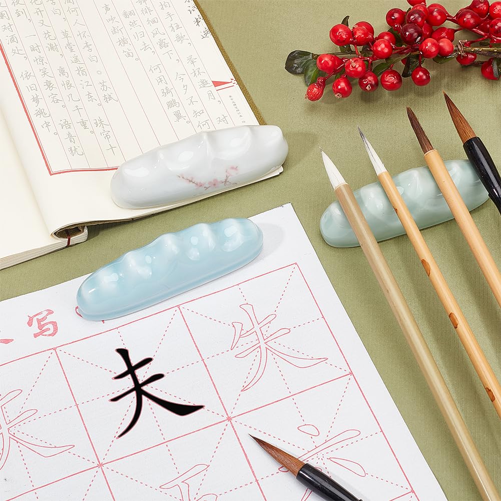 PH PandaHall 6PCS Cat Porcelain Brush Holders - Ceramic Pen Rest Stand For Calligraphy & Art Supplies
