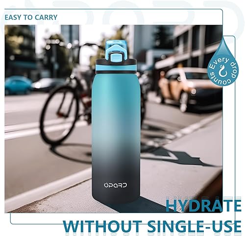 Miniatura 6 de Opard - Botella de agua deportiva de 3032 onzas, con tapa a prueba de fugas y pajilla, sin bisfenol A (BPA), botella de plástico de tritán