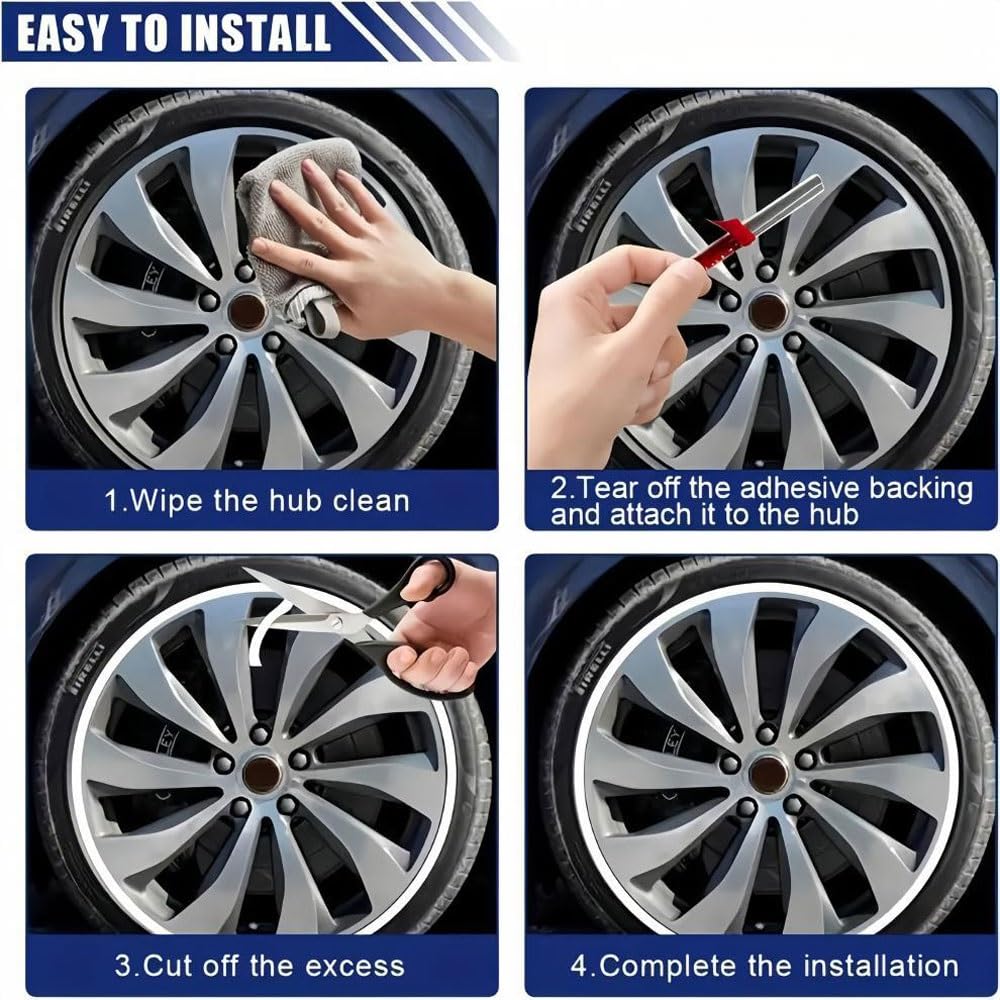ParaCerchi in Lega, 4PCS Anelli di Protezione Universali Anti-Graffio per Migliorare la Sicurezza di Gomma e Cerchio(Blue,18-inch)