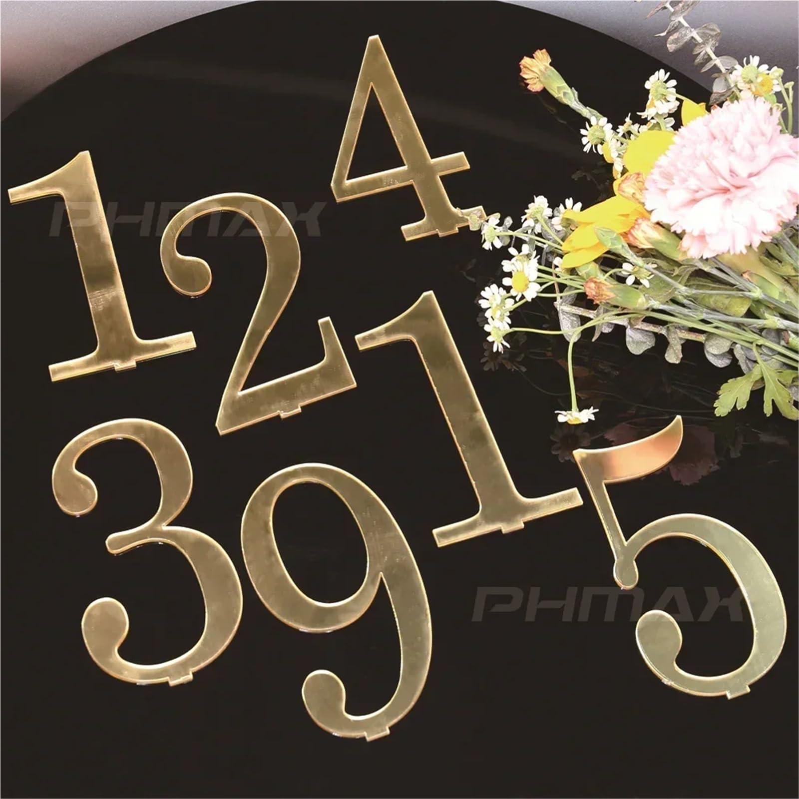 Goldspiegel-Tischnummernschilder for Hochzeiten, 3D-Dekor mit Ständer Für Restaurants(Number 21-25)