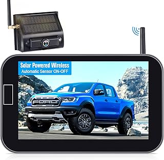 Solar Wireless Backup Camera 3 Mins Easy Installation: No Wiring No Drilling Trailer Hitch Camera Automatic Sensor on-off Color Night Vision 5" HD Monitor System for Truck/Car/RV/SUV LeeKooLuu LK14