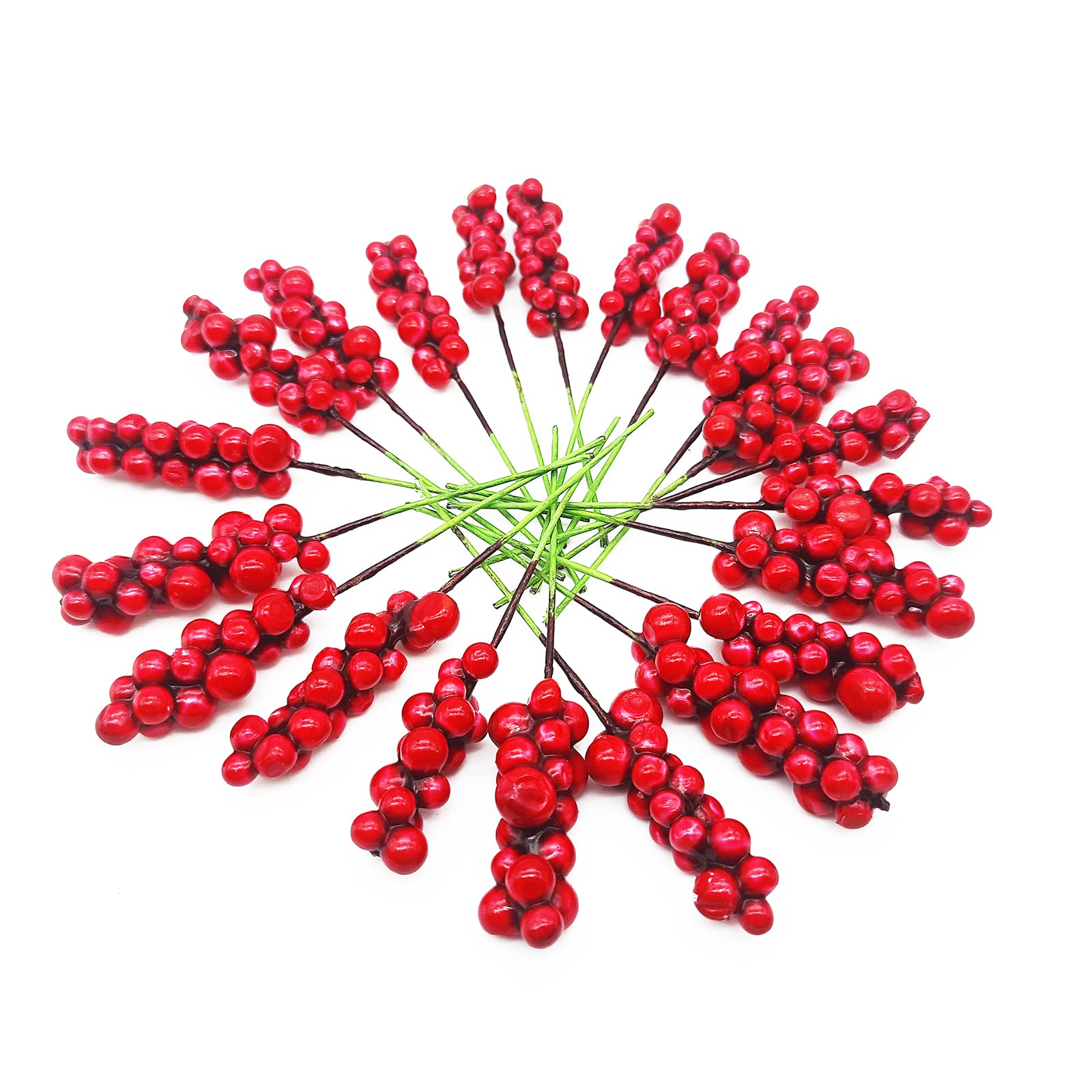 ascension Artificial Holly Berries Bunch 8.5cm Fake Berries Decor on Wire for Christmas Tree Wreath Decorations Flower Wreath DIY Craft Use Red (10)