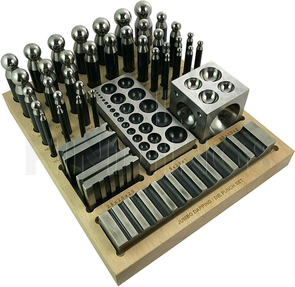 R&D BIJOUTIERS OUTIL 40 PCS POINÇON DE BLOC DOMING JUMBO ENSEMBLE COMPOSÉ DE MATRICE EN ACIER DAPPING