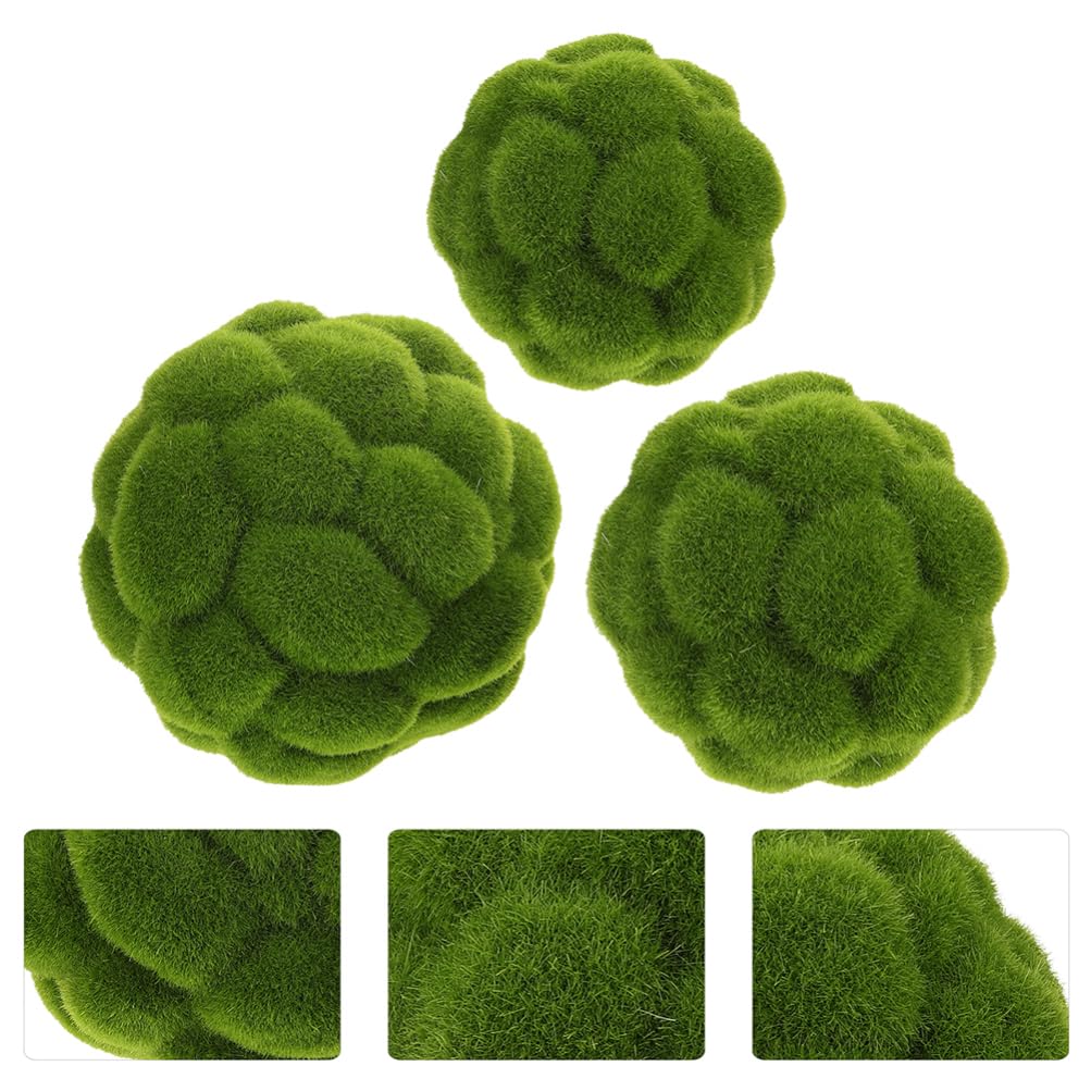 Zerodeko 3 Stück Künstliche Mooskugeln Grün aus Flocking Schaumstoff | Aufhängen an Decken und Fenstern, Naturgetreue Form, Dekorative Topiary Kugeln für Bastelarbeiten