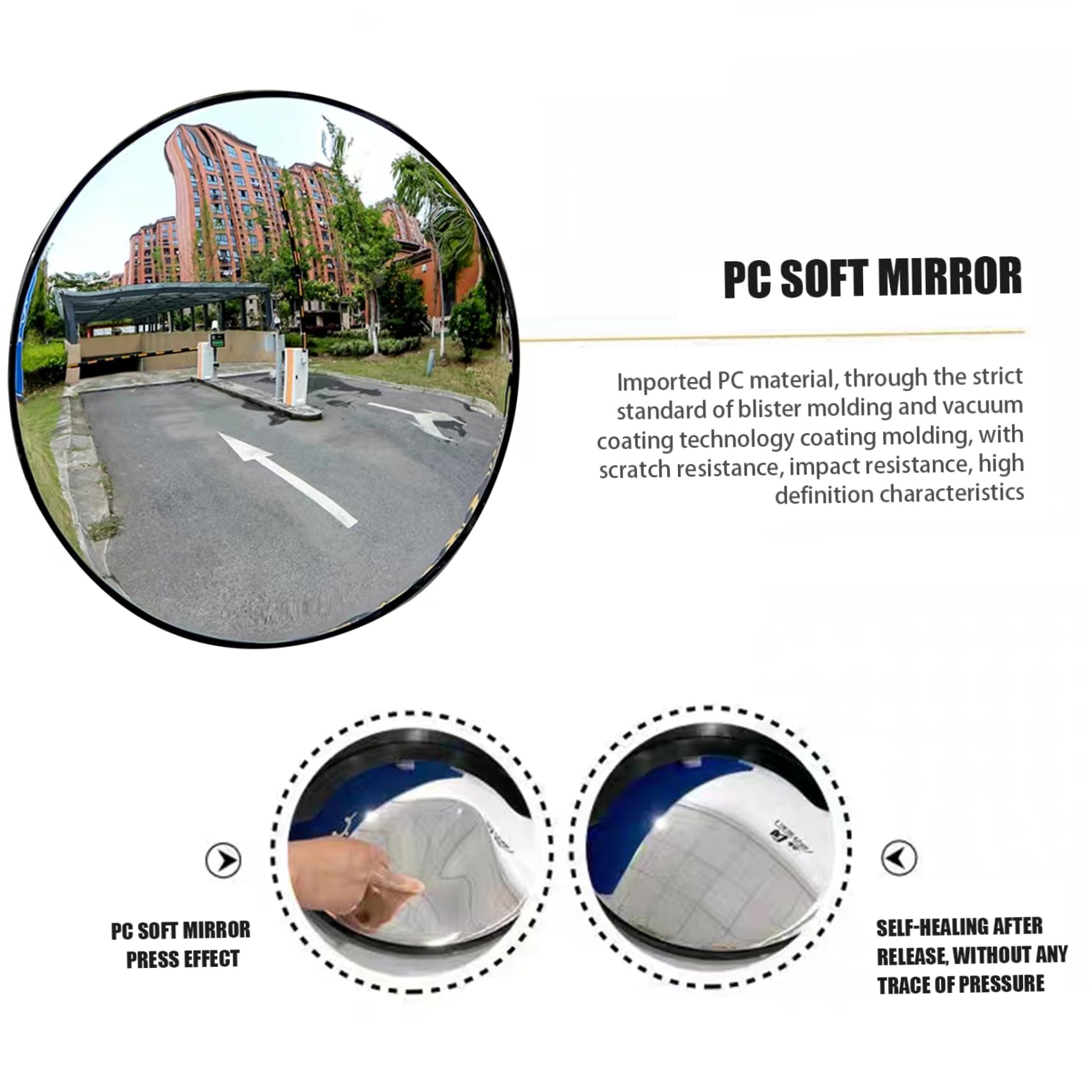 Lecerrot Round Convex Traffic Mirror, 11.8 Inch Dead Corner Mirror, Adjustable Wide Angle, Corner Mirror, for Viewing Blind Spot for Garages, Driveways