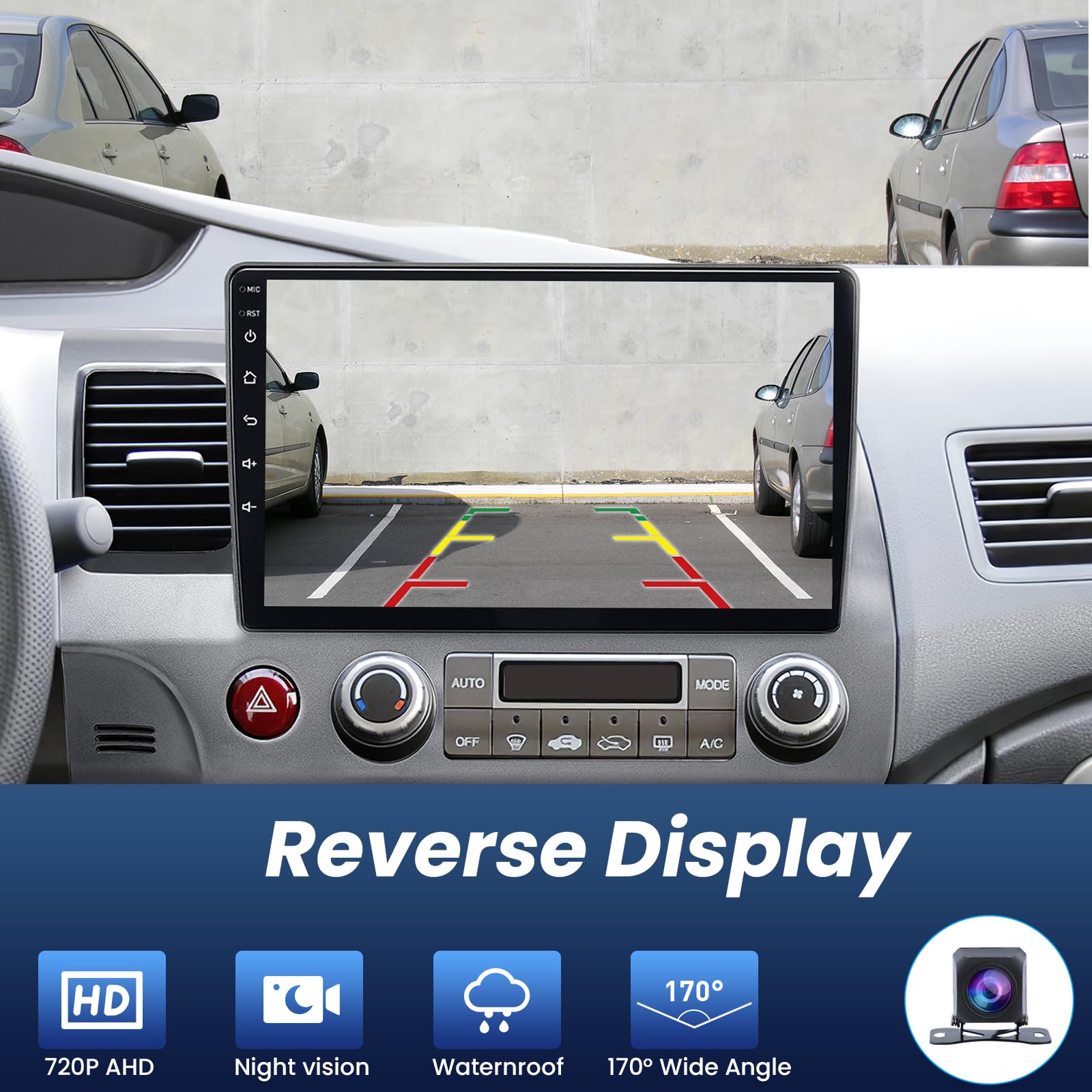 AHD Backup Camera for Car Waterproof Vision Reverse Camera for Truck RV SUV Pickup, 170° Startlight Night Vision Wide Angle Rear View Camera