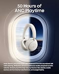 Soundcore Space 2 par Anker, Casques d'annulation de bruit actif, Confortable, 50H L'heure du jeu, LDAC Audio sans fil Hi-Res, double connexion, appels clairs, Bluetooth 6.1, Mode Nap, détection d'usure