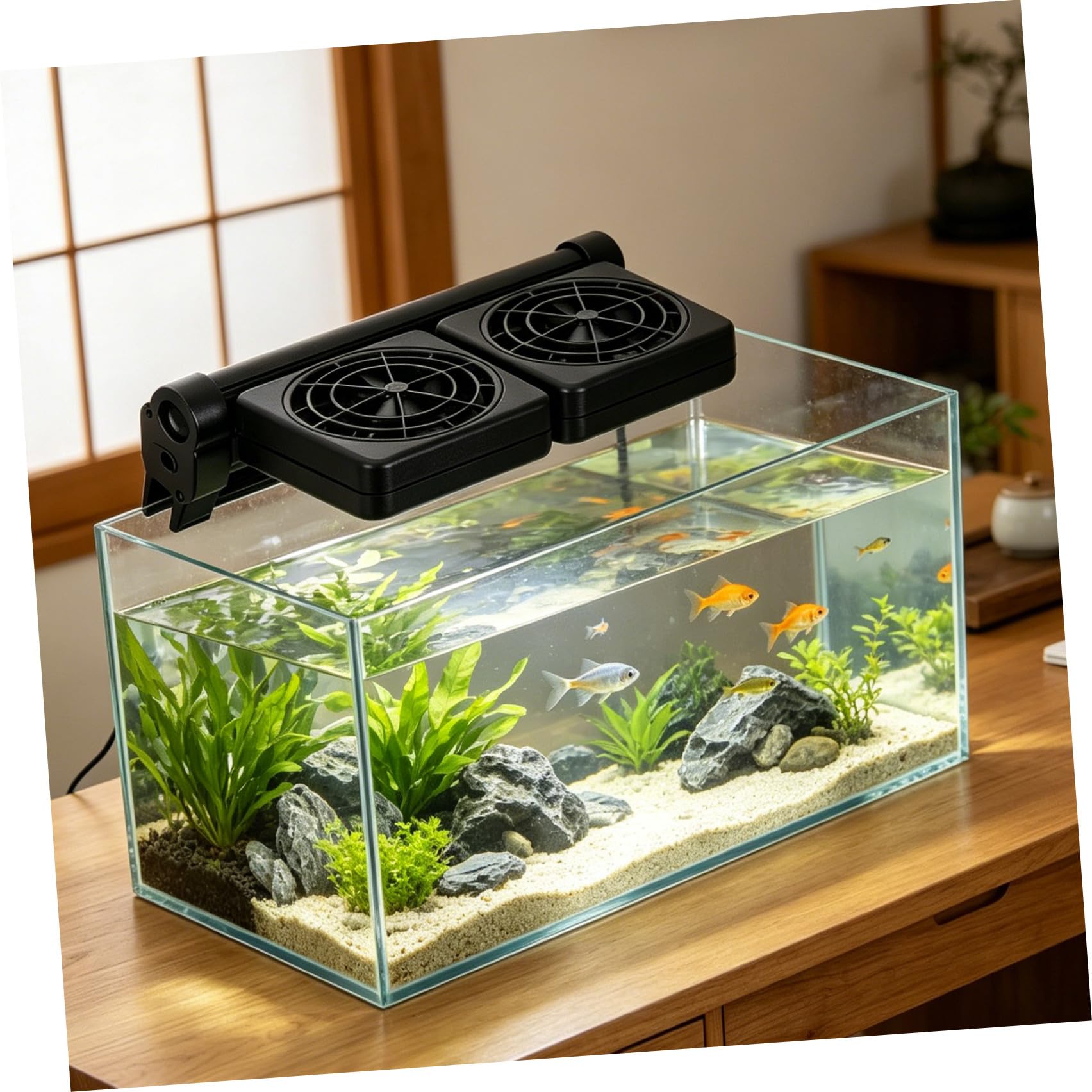 Ventilador de Enfriamiento para Acuario de 2 Cabezales 2 X 1.9w Abs Negro