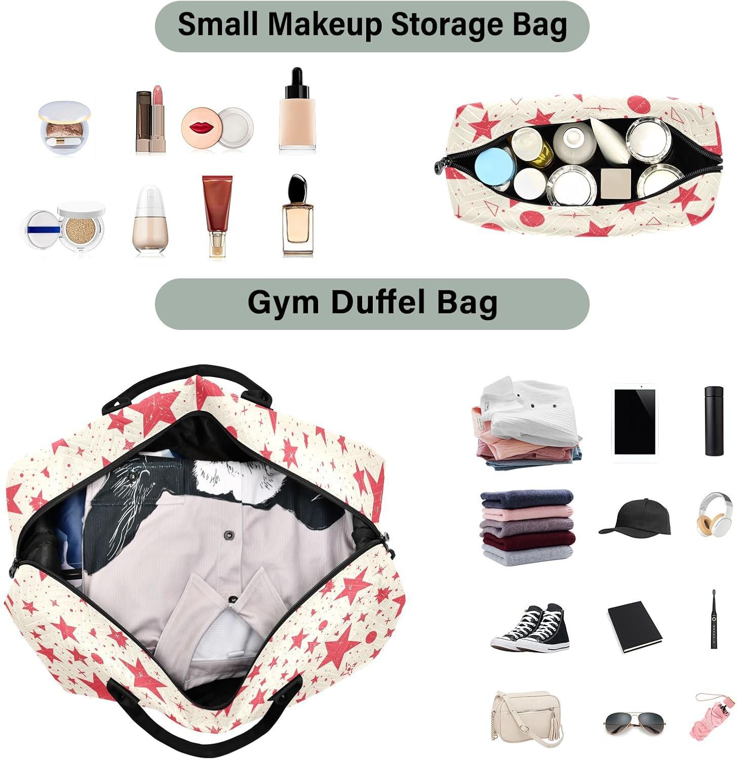 Decorative Travel Hand Bag Ruby stars minimalist image 4