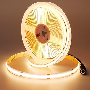 JOYLIT PRO+ 24V COB LED Strip 16.4FT 3000K 580LM/FT Indoor | CE UL, CRI 95+ 480LEDs/m Dotless, Dimmable Warm White, Self-Adhesive, Cuttable, for Bedroom, Office Light Only