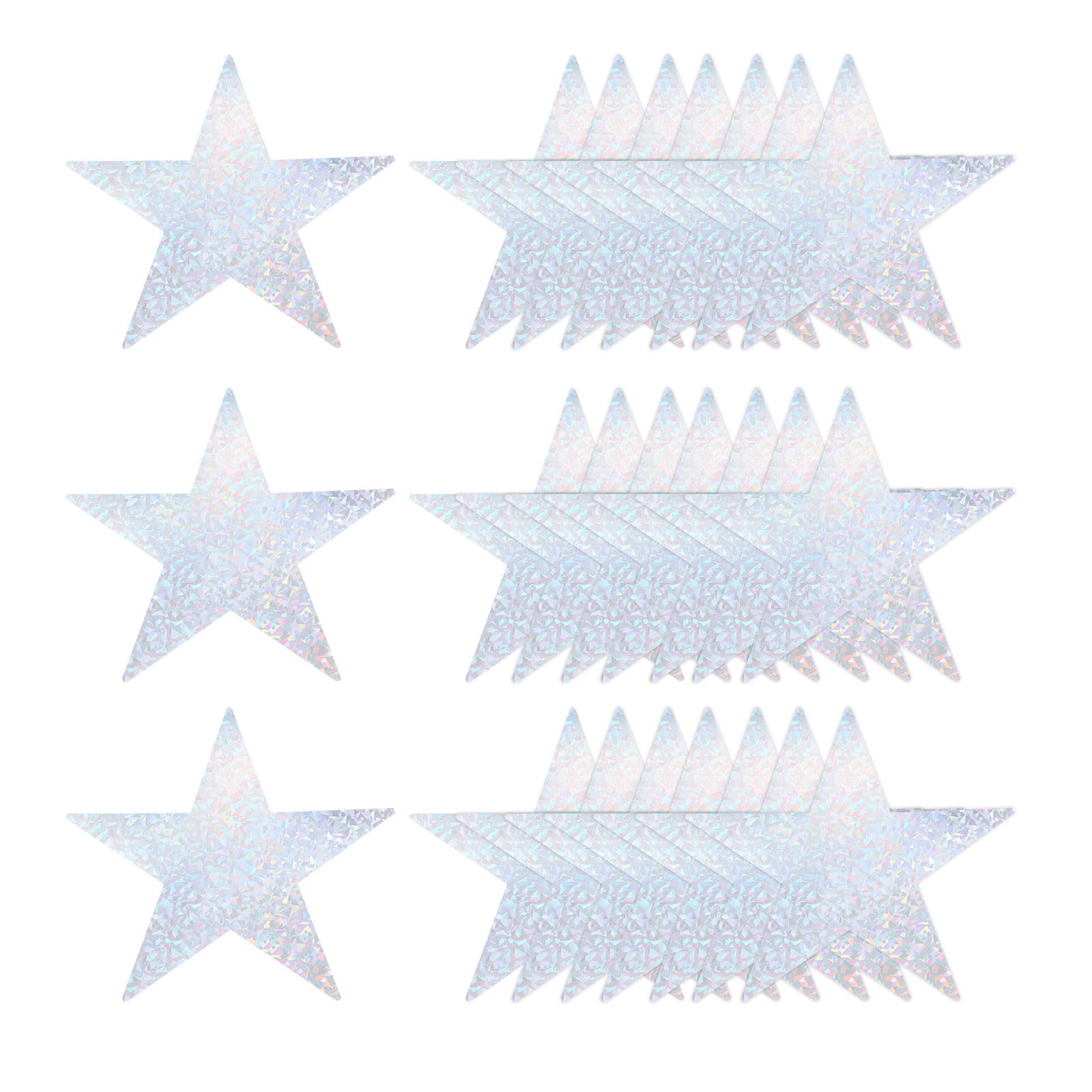 sourcing map Silver Laser Stars Cutouts Decoration, 40 Pcs 6" Double Printed Paper Stars Cutout Confetti Cardboard Stars Decorations for Bulletin Board Wall Classroom Party